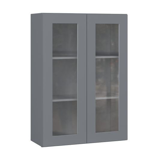 Frosted Glass Door Wall Kitchen Cabinet WMD3042 Colonial Gray LessCare 30 in. width 42 in. height 12 in. depth