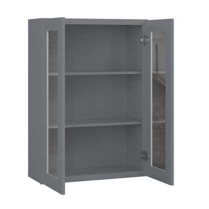 Frosted Glass Door Wall Kitchen Cabinet WMD3042 Colonial Gray LessCare 30 in. width 42 in. height 12 in. depth