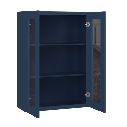 Frosted Glass Door Wall Kitchen Cabinet WMD3042 Danbury Blue LessCare 30 in. width 42 in. height 12 in. depth - Kitchen