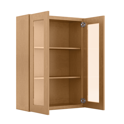 Frosted Glass Door Wall Kitchen Cabinet WMD3042 Shaker Toffee 30 in. width 42 in. height 12 in. depth - Kitchen Cabinets