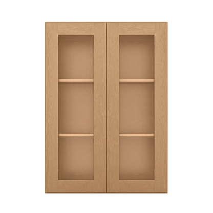 Frosted Glass Door Wall Kitchen Cabinet WMD3042 Shaker Toffee 30 in. width 42 in. height 12 in. depth - Kitchen Cabinets