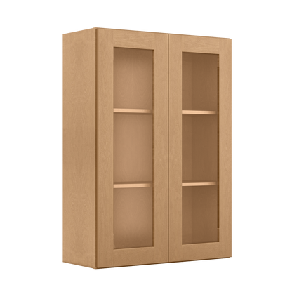 Frosted Glass Door Wall Kitchen Cabinet WMD3042 Shaker Toffee 30 in. width 42 in. height 12 in. depth - Kitchen Cabinets