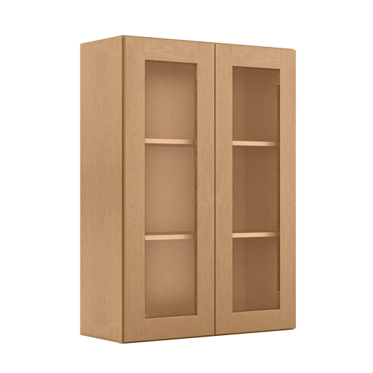 Frosted Glass Door Wall Kitchen Cabinet WMD3042 Shaker Toffee 30 in. width 42 in. height 12 in. depth - Kitchen Cabinets
