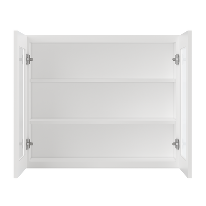 Frosted Glass Door Wall Kitchen Cabinet WMD3630 Alpina White LessCare 36 in. width 30 in. height 12 in. depth - Kitchen