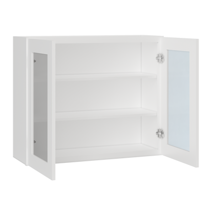 Frosted Glass Door Wall Kitchen Cabinet WMD3630 Alpina White LessCare 36 in. width 30 in. height 12 in. depth - Kitchen