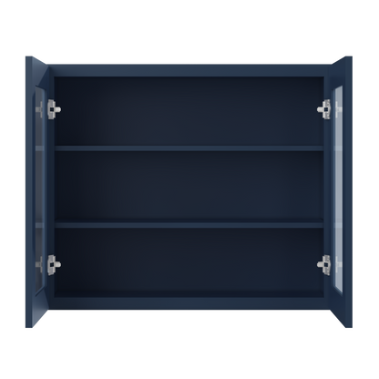 Frosted Glass Door Wall Kitchen Cabinet WMD3630 Danbury Blue LessCare 36 in. width 30 in. height 12 in. depth - Kitchen