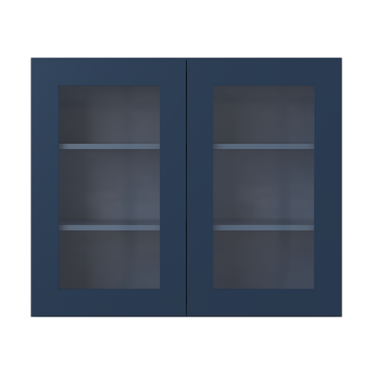Frosted Glass Door Wall Kitchen Cabinet WMD3630 Danbury Blue LessCare 36 in. width 30 in. height 12 in. depth - Kitchen