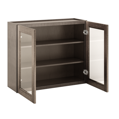 Frosted Glass Door Wall Kitchen Cabinet WMD3630 Milan Slate 36 in. width 30 in. height 12 in. depth - Kitchen Cabinets