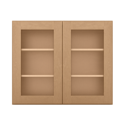 Frosted Glass Door Wall Kitchen Cabinet WMD3630 Shaker Toffee 36 in. width 30 in. height 12 in. depth - Kitchen Cabinets