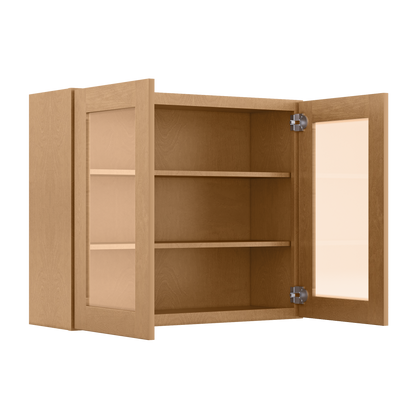 Frosted Glass Door Wall Kitchen Cabinet WMD3630 Shaker Toffee 36 in. width 30 in. height 12 in. depth - Kitchen Cabinets