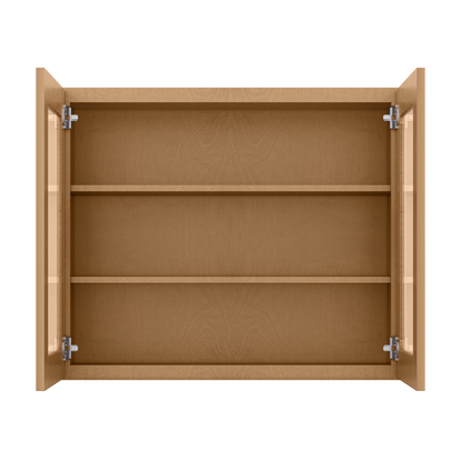 Frosted Glass Door Wall Kitchen Cabinet WMD3630 Shaker Toffee 36 in. width 30 in. height 12 in. depth - Kitchen Cabinets
