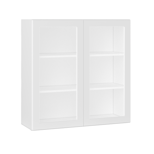 Frosted Glass Door Wall Kitchen Cabinet WMD3636 Alpina White LessCare 36 in. width 36 in. height 12 in. depth - Kitchen