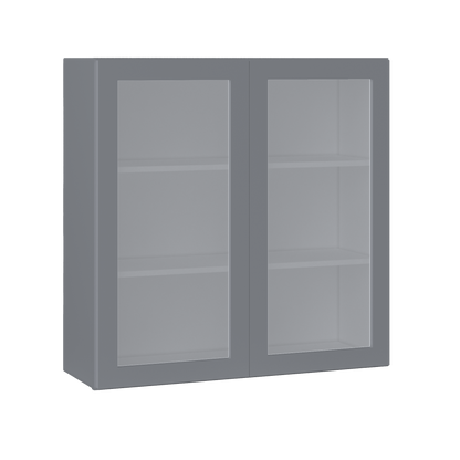 Frosted Glass Door Wall Kitchen Cabinet WMD3636 Colonial Gray LessCare 36 in. width 36 in. height 12 in. depth