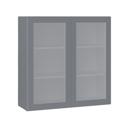 Frosted Glass Door Wall Kitchen Cabinet WMD3636 Colonial Gray LessCare 36 in. width 36 in. height 12 in. depth
