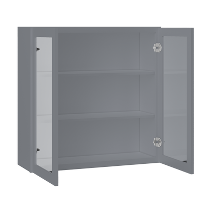 Frosted Glass Door Wall Kitchen Cabinet WMD3636 Colonial Gray LessCare 36 in. width 36 in. height 12 in. depth