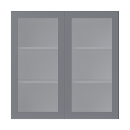Frosted Glass Door Wall Kitchen Cabinet WMD3636 Colonial Gray LessCare 36 in. width 36 in. height 12 in. depth