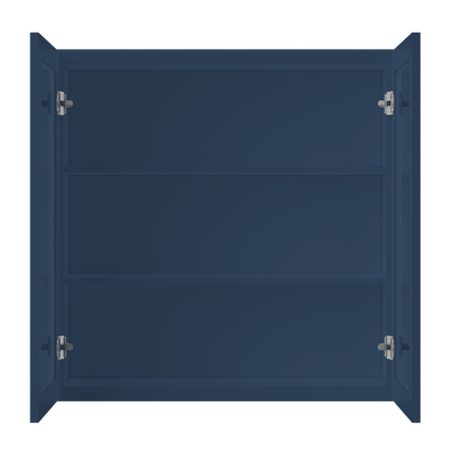 Frosted Glass Door Wall Kitchen Cabinet WMD3636 Danbury Blue LessCare 36 in. width 36 in. height 12 in. depth - Kitchen