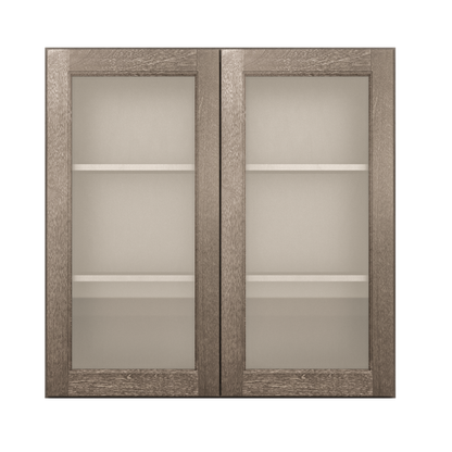 Frosted Glass Door Wall Kitchen Cabinet WMD3636 Milan Slate 36 in. width 36 in. height 12 in. depth - Kitchen Cabinets