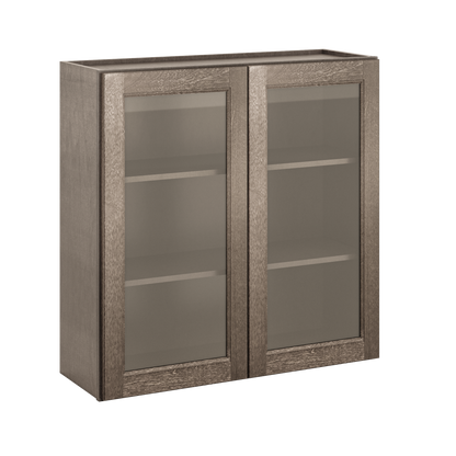 Frosted Glass Door Wall Kitchen Cabinet WMD3636 Milan Slate 36 in. width 36 in. height 12 in. depth - Kitchen Cabinets