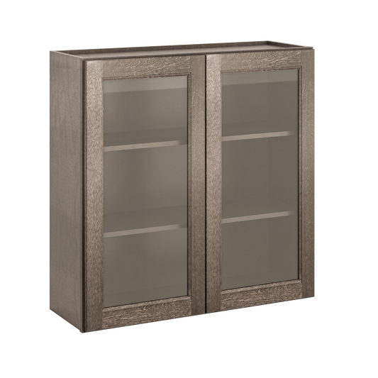 Frosted Glass Door Wall Kitchen Cabinet WMD3636 Milan Slate 36 in. width 36 in. height 12 in. depth - Kitchen Cabinets