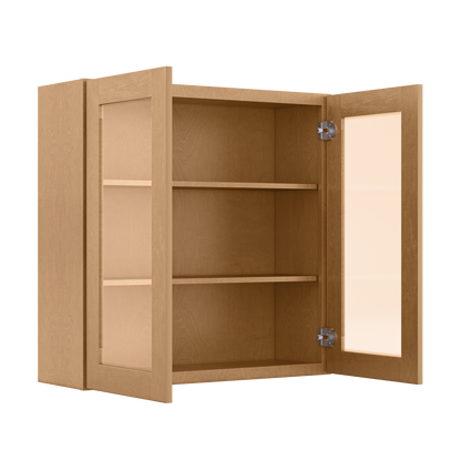Frosted Glass Door Wall Kitchen Cabinet WMD3636 Shaker Toffee 36 in. width 36 in. height 12 in. depth - Kitchen Cabinets