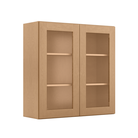 Frosted Glass Door Wall Kitchen Cabinet WMD3636 Shaker Toffee 36 in. width 36 in. height 12 in. depth - Kitchen Cabinets