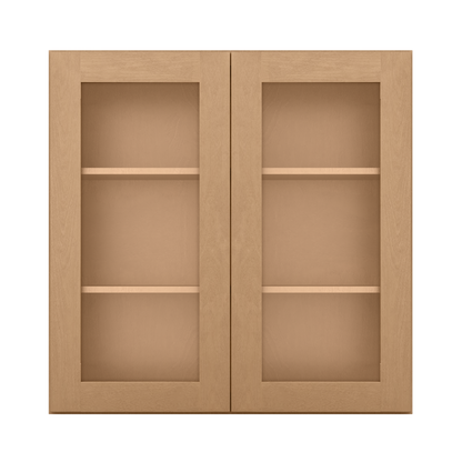 Frosted Glass Door Wall Kitchen Cabinet WMD3636 Shaker Toffee 36 in. width 36 in. height 12 in. depth - Kitchen Cabinets