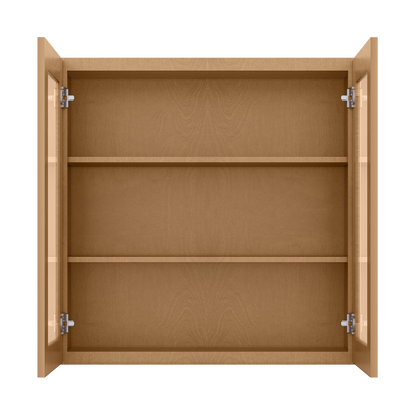 Frosted Glass Door Wall Kitchen Cabinet WMD3636 Shaker Toffee 36 in. width 36 in. height 12 in. depth - Kitchen Cabinets