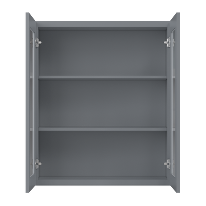 Frosted Glass Door Wall Kitchen Cabinet WMD3642 Colonial Gray LessCare 36 in. width 42 in. height 12 in. depth