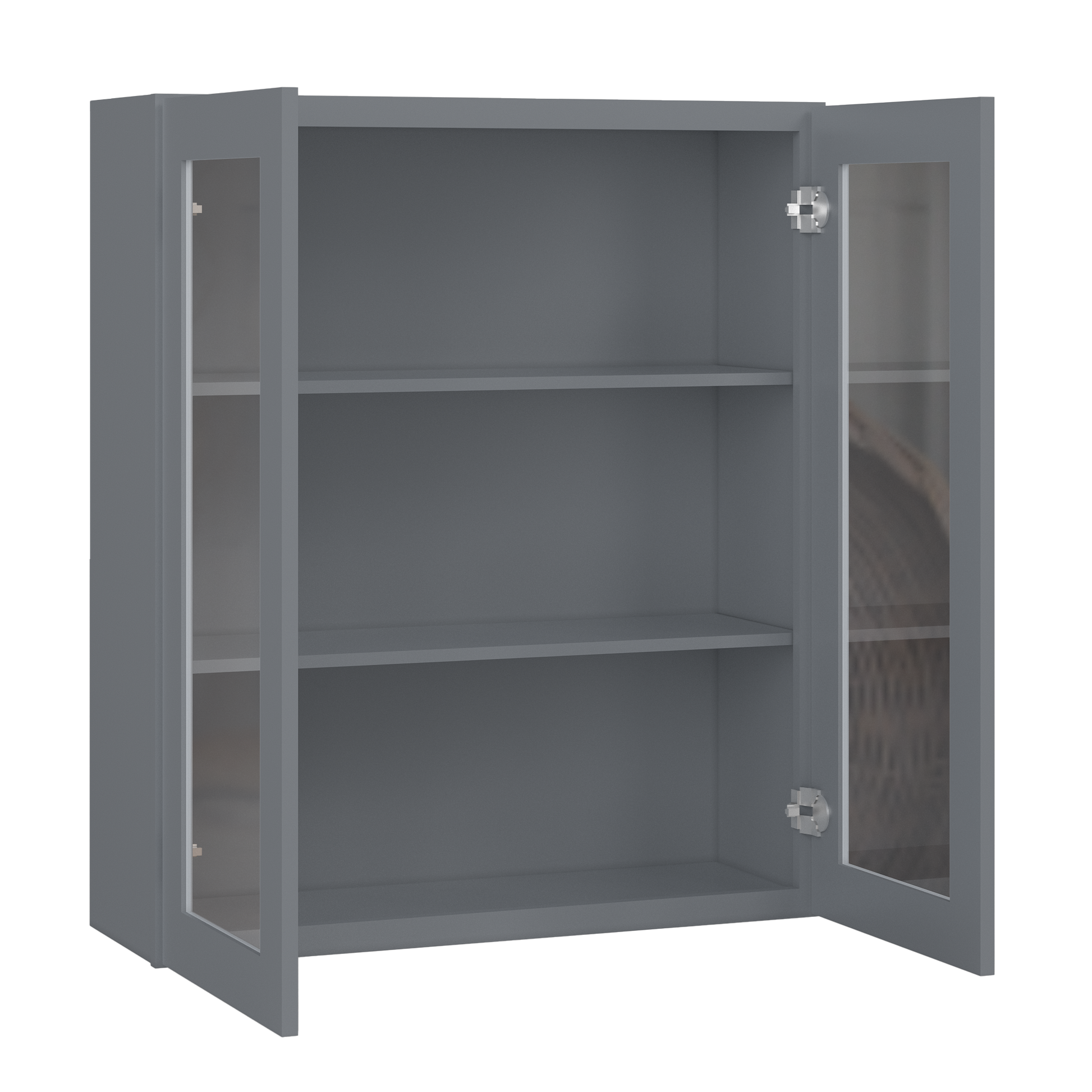 Frosted Glass Door Wall Kitchen Cabinet WMD3642 Colonial Gray LessCare 36 in. width 42 in. height 12 in. depth