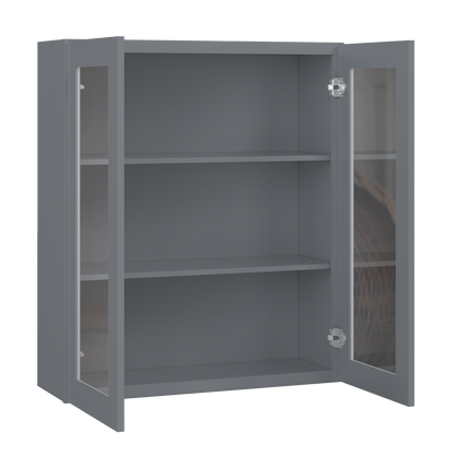 Frosted Glass Door Wall Kitchen Cabinet WMD3642 Colonial Gray LessCare 36 in. width 42 in. height 12 in. depth