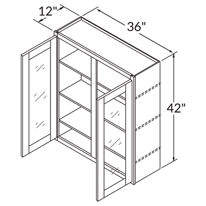 Frosted Glass Door Wall Kitchen Cabinet WMD3642 Danbury Blue LessCare 36 in. width 42 in. height 12 in. depth - Kitchen
