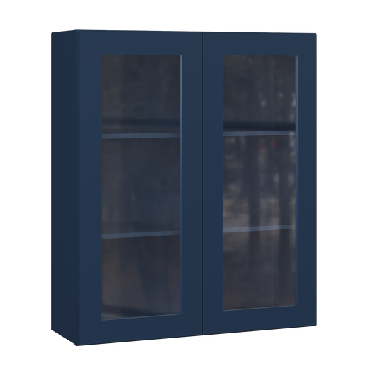 Frosted Glass Door Wall Kitchen Cabinet WMD3642 Danbury Blue LessCare 36 in. width 42 in. height 12 in. depth - Kitchen