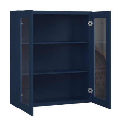 Frosted Glass Door Wall Kitchen Cabinet WMD3642 Danbury Blue LessCare 36 in. width 42 in. height 12 in. depth - Kitchen