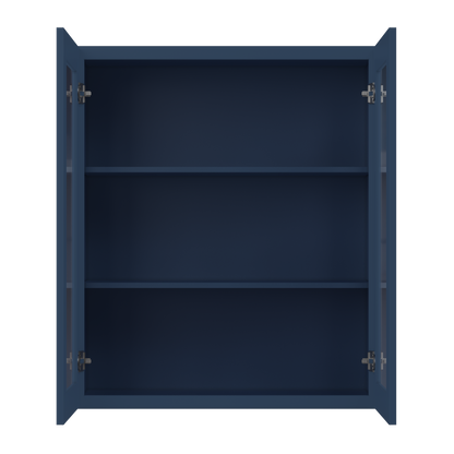 Frosted Glass Door Wall Kitchen Cabinet WMD3642 Danbury Blue LessCare 36 in. width 42 in. height 12 in. depth - Kitchen