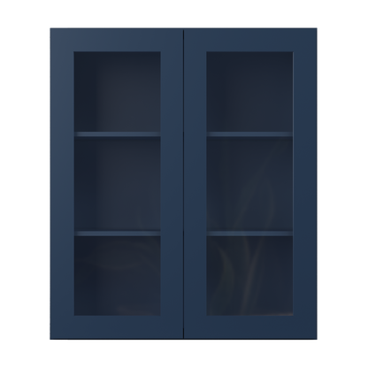 Frosted Glass Door Wall Kitchen Cabinet WMD3642 Danbury Blue LessCare 36 in. width 42 in. height 12 in. depth - Kitchen