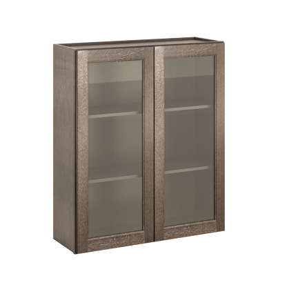 Frosted Glass Door Wall Kitchen Cabinet WMD3642 Milan Slate 36 in. width 42 in. height 12 in. depth - Kitchen Cabinets