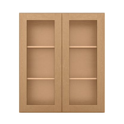 Frosted Glass Door Wall Kitchen Cabinet WMD3642 Shaker Toffee 36 in. width 42 in. height 12 in. depth - Kitchen Cabinets