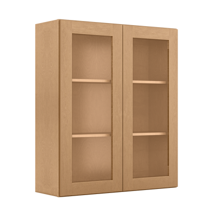 Frosted Glass Door Wall Kitchen Cabinet WMD3642 Shaker Toffee 36 in. width 42 in. height 12 in. depth - Kitchen Cabinets
