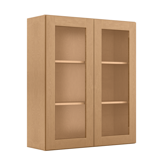 Frosted Glass Door Wall Kitchen Cabinet WMD3642 Shaker Toffee 36 in. width 42 in. height 12 in. depth - Kitchen Cabinets