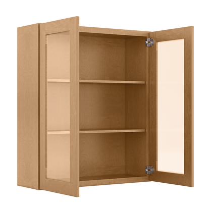 Frosted Glass Door Wall Kitchen Cabinet WMD3642 Shaker Toffee 36 in. width 42 in. height 12 in. depth - Kitchen Cabinets