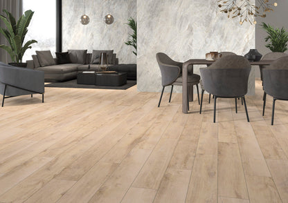 San Pedro Wood Look Light Beige Tile 8x48 Rectified Porcelain Floor and Wall for Interior or Exterior