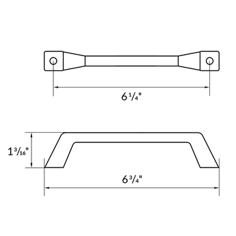 6 1/3 in Matte Black Pull Handle H1208-160MB