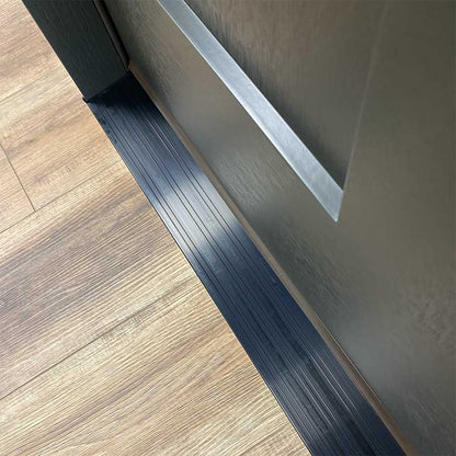 Hometown 36 in. x 80 in. 3/4 Lite Decorative Glass Painted Black Prehung Fiberglass Exterior Door with Brickmold