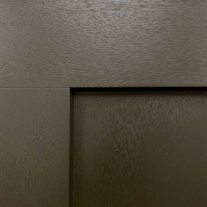 Jupiter 36 in. x 80 in. 3/4 Lite Decorative Glass Painted Black Prehung Fiberglass Exterior Door with Brickmold