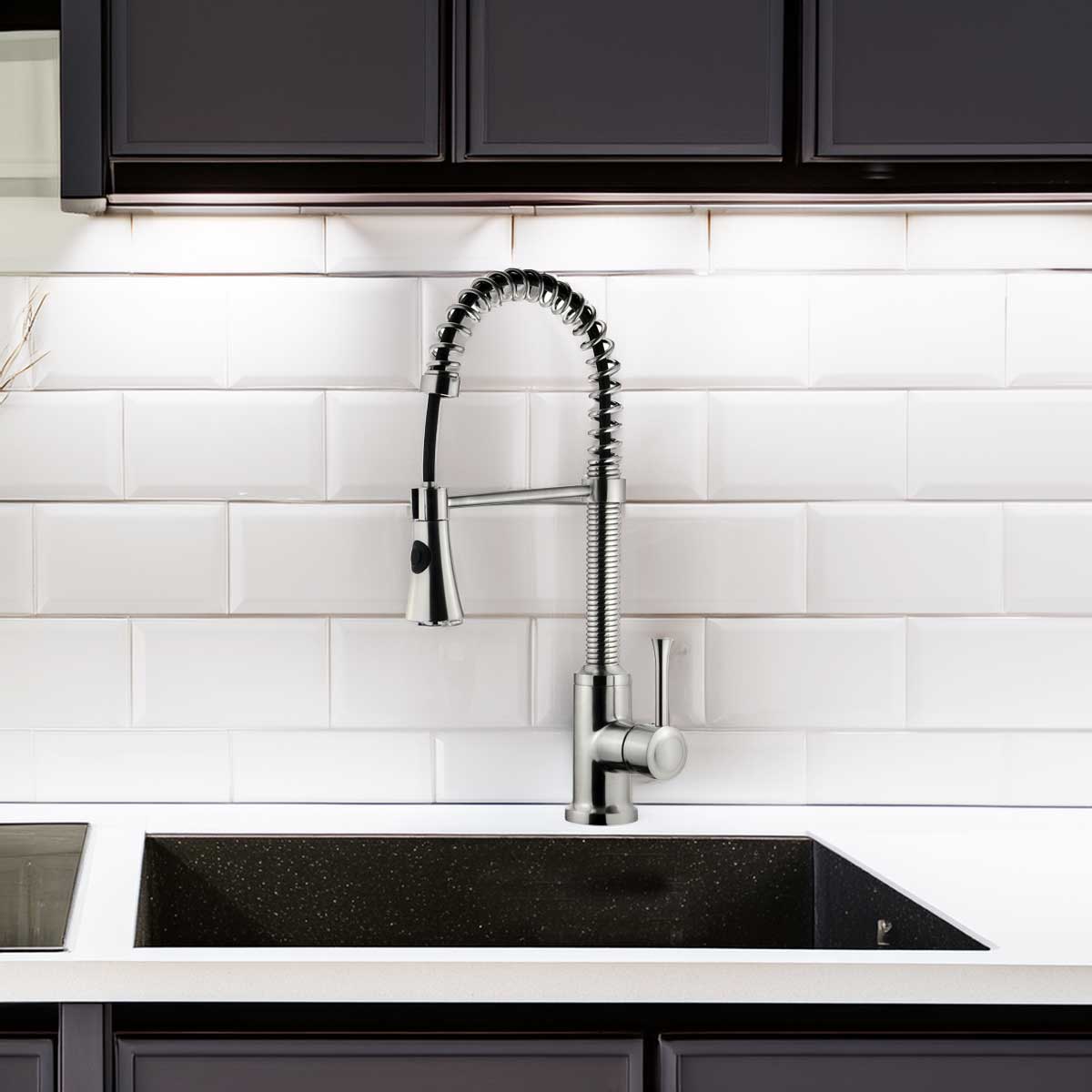 Kitchen Faucet LK9B With Shower Sprayer Brushed Nickel - Faucets