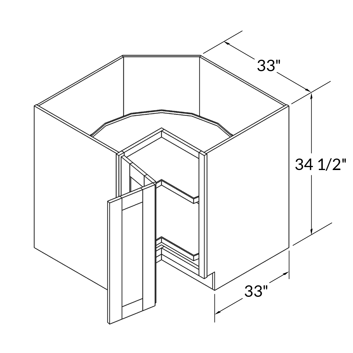 Lazy Suzan Base Kitchen Cabinet SCER33 Milan Slate 34.5 in. height 33 in. depth - Kitchen Cabinets