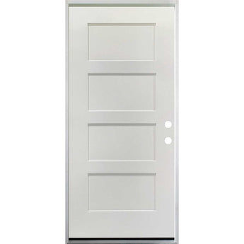 FIRE RATED 4 PANEL FIBERGLASS DOOR UNFINISHED WHITE