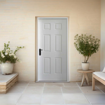 FIRE RATED 6 PANEL FIBERGLASS DOOR UNFINISHED WHITE