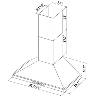 36" Wall Mount Pyramid Range Hood LH3-36 with LED